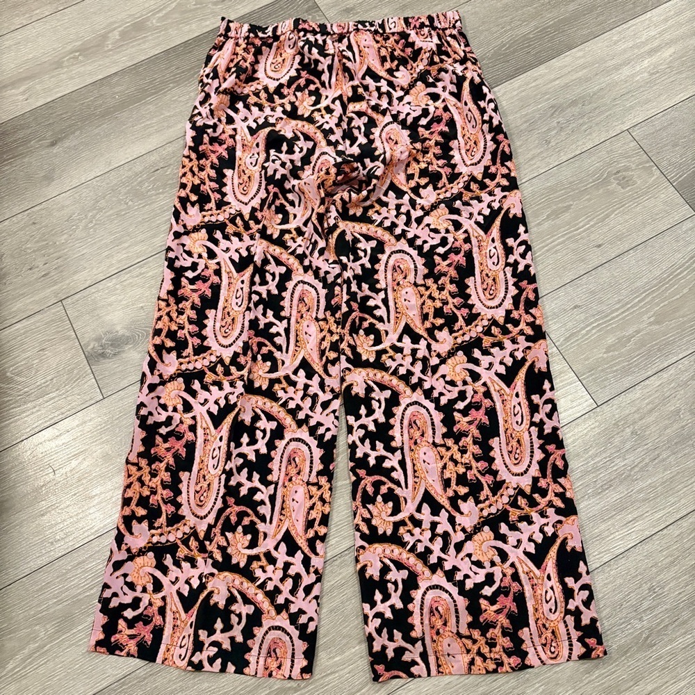 Figue Theodora Paisley-Print Wide Leg Silk Pants Size Large - Picture 2 of 6